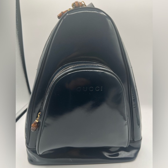 Authentic Gucci vintage sling backpack dark navy blue - Picture 1 of 13